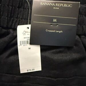 Banana Republic Elegant Black Cropped Trousers in linen